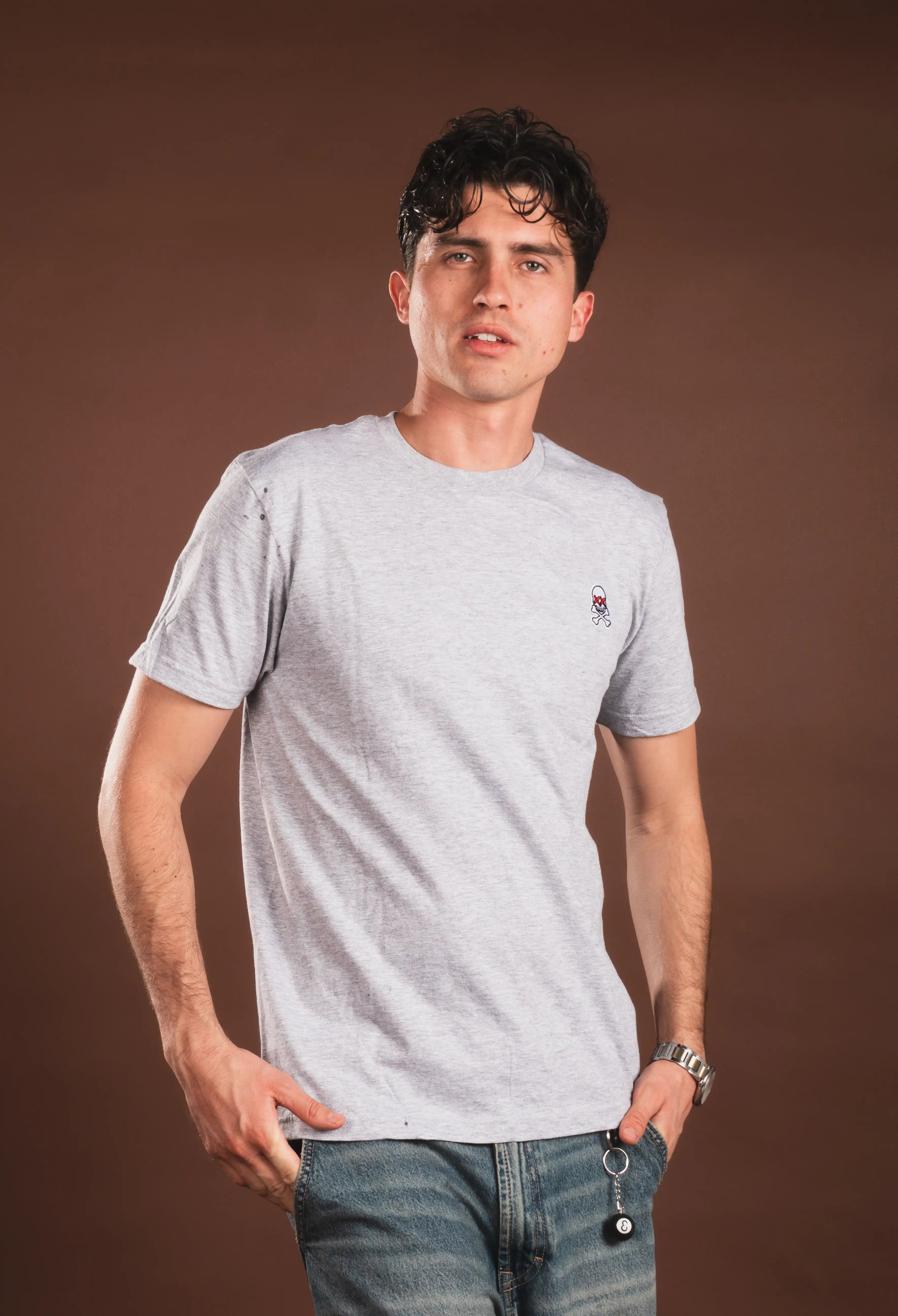 T-SHIRT BÁSICA PRO GRIS CLARO CON PARCHE